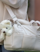 Going out in winter, back -handed and meadbody multi -function storage pet breathable dog bag bag rice white