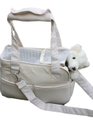 Going out in winter, back -handed and meadbody multi -function storage pet breathable dog bag bag rice white