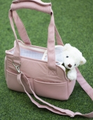 Going out in winter to carry pet dog bags, shoulders, shoulder hand -to -back, tilted across Teddy small dog pink
